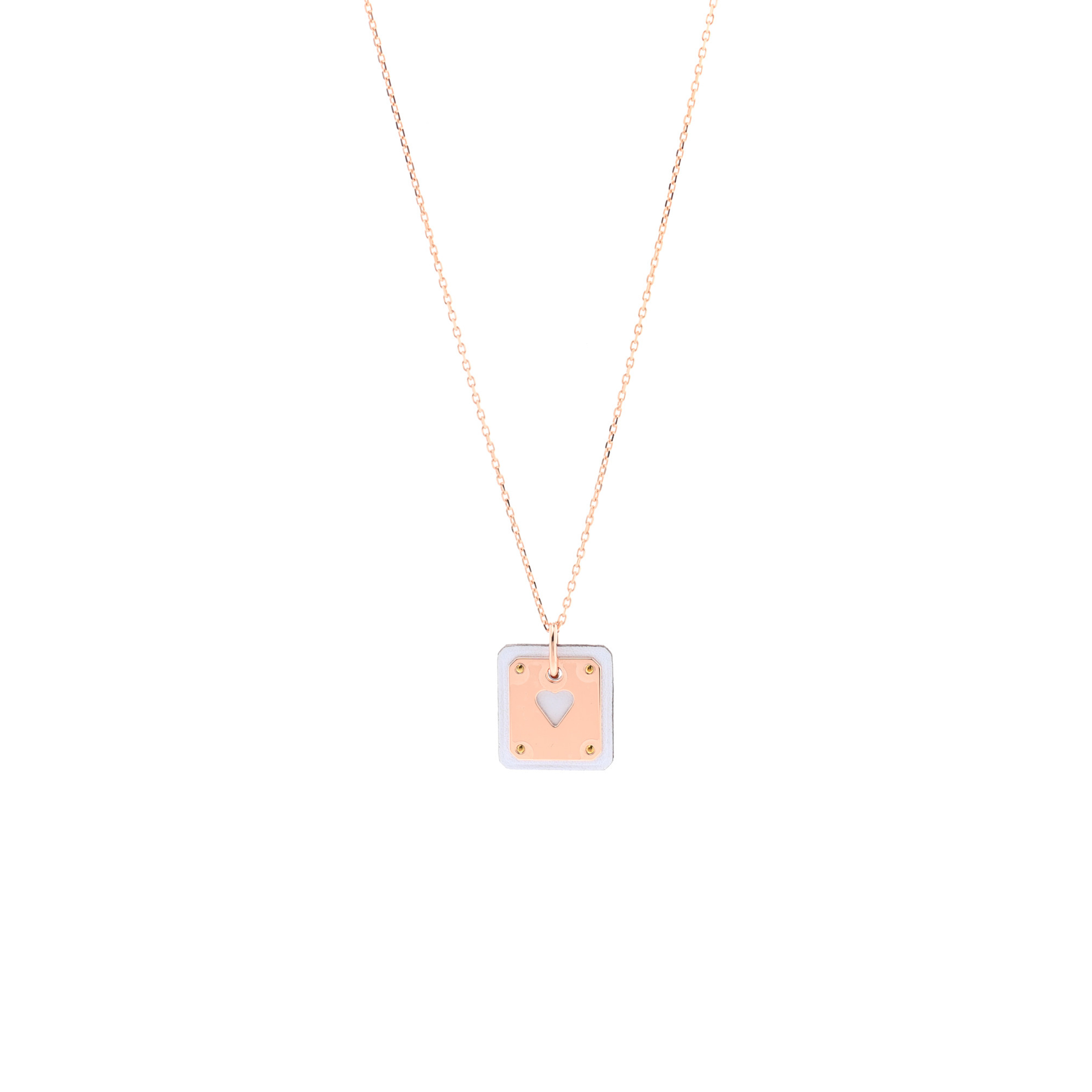 HERMÈS ROSE GOLS PLATED SWIFT AS DE COEUR NECKLACE BLEU BRUME 